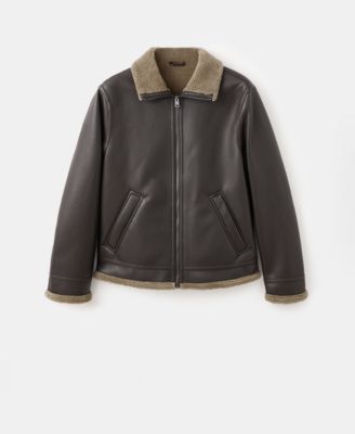 Men's Faux-Leather Fleece Jacket