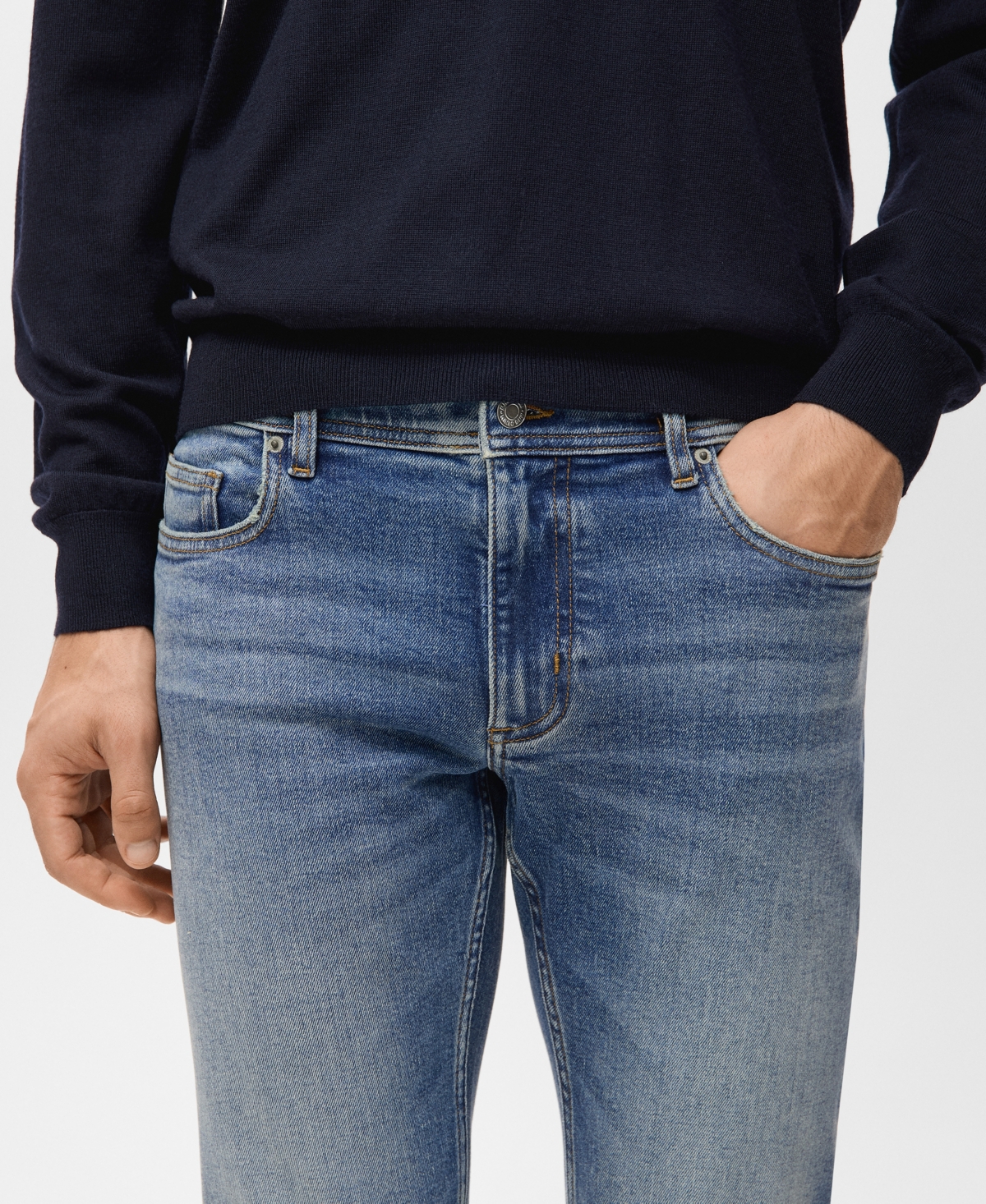 Mango Men's Jan Slim-Fit Faded Dark-Wash Jeans