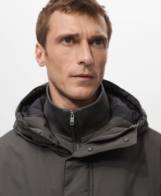 Men's Detachable Water-Repellent Quilted Parka