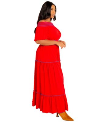 Plus Size Smocked Top and Skirt Two Piece Set