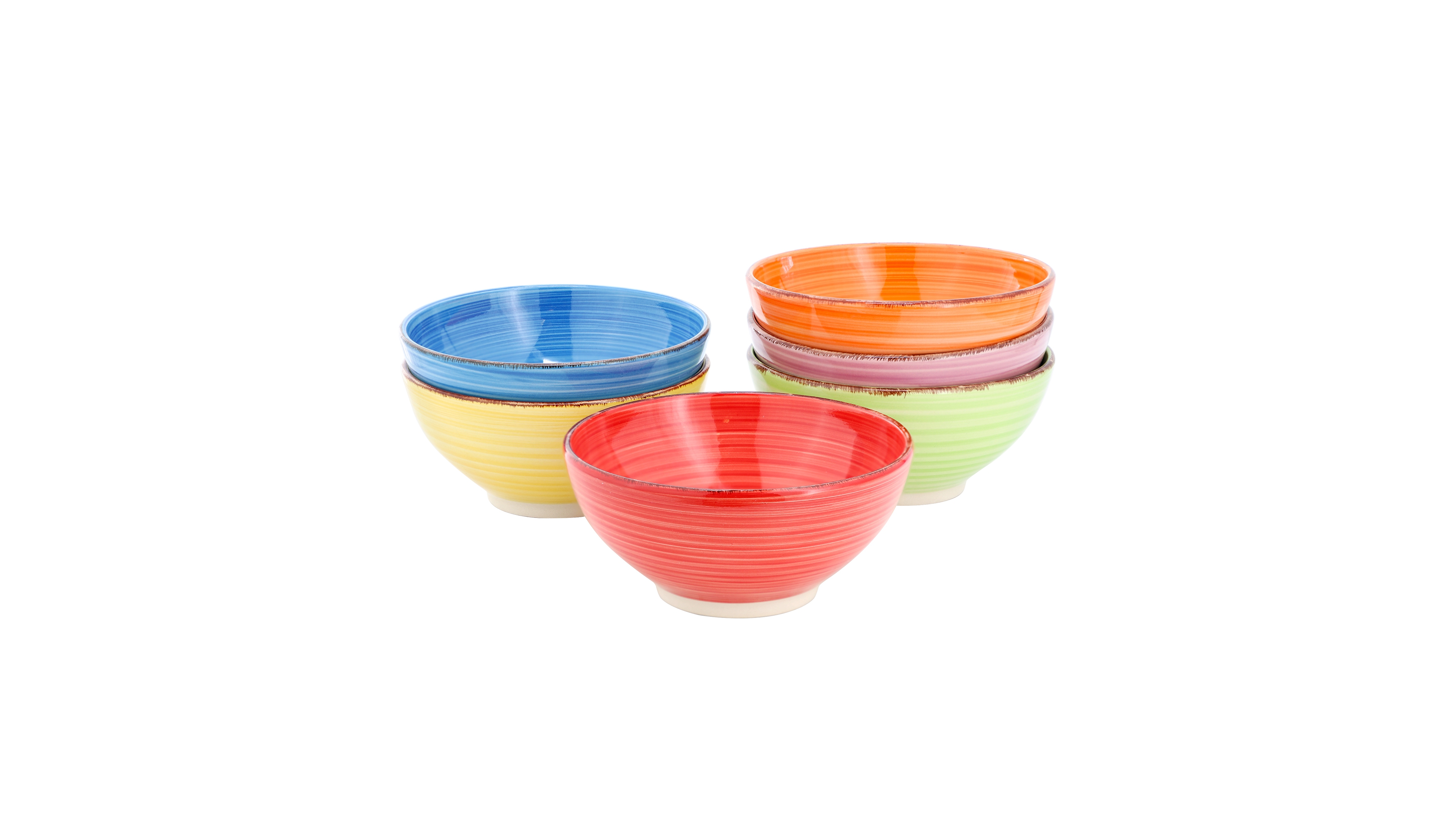 Elama Color Ridge Cereal Bowls, Set of 6, Service For 6