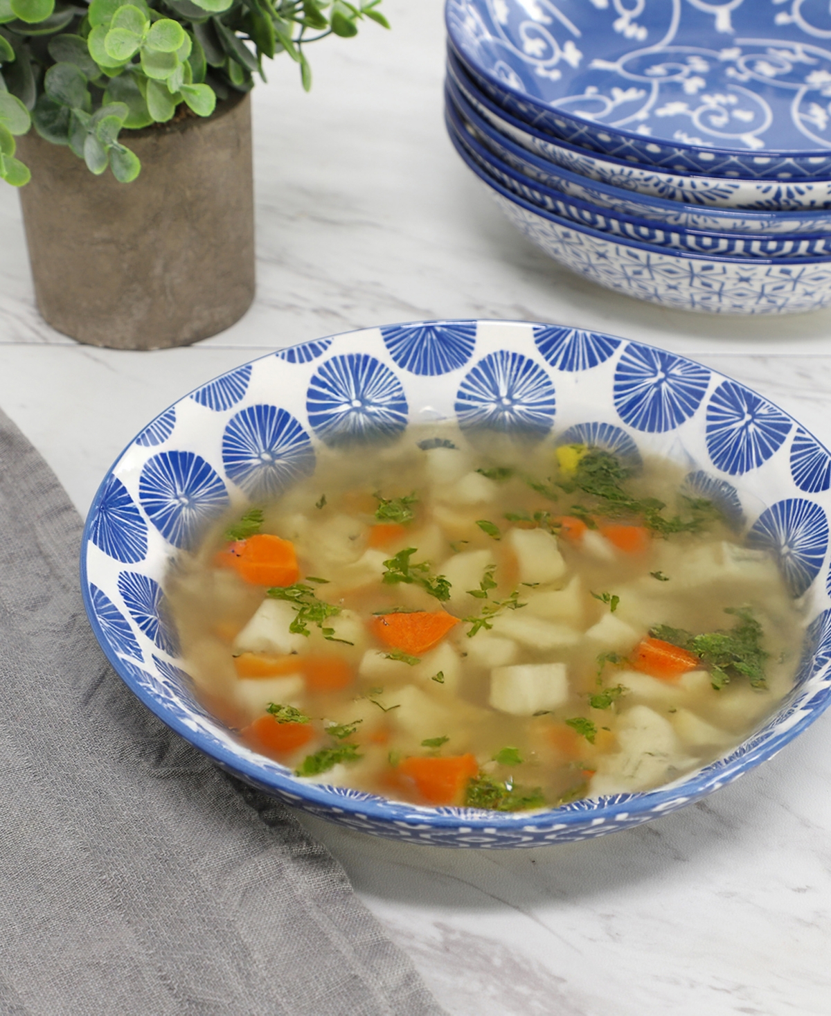 Elama Aurora Pasta Bowls, Set of 6, Service For 6