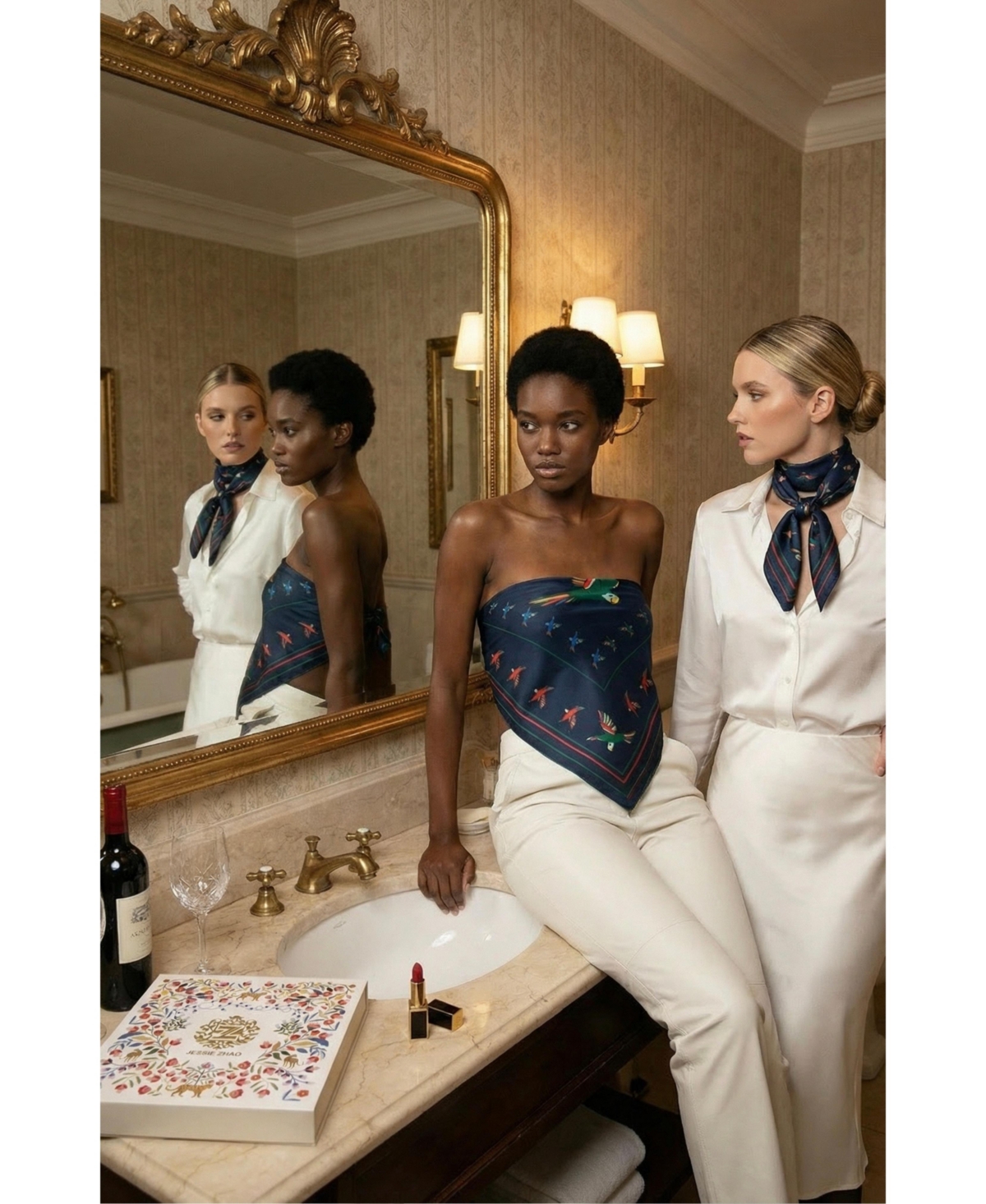 Jessie Zhao New York Sky Parade Double Sided Silk Scarf