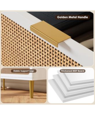 6-Drawer Rattan Dresser, Wide Top, Large Double Chest for Bedroom, Closet, Living Room, Hallway, Kids Room, White