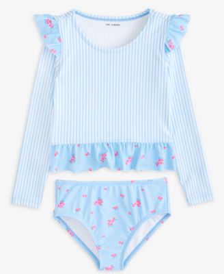 Toddler Girls' 2T-5T Striped Rash Guard Swimsuit, 2-Piece Set