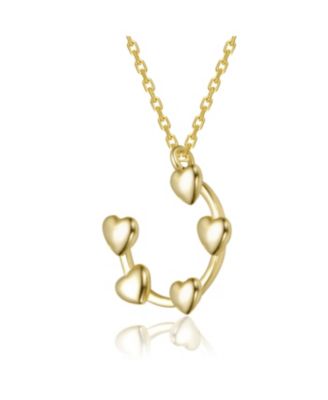 14K Gold Plated with Graceful Heart Charms Radiant Pendant Necklace For Kids