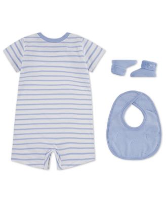 Baby Boys' and Baby Girls' Crewneck Romper, Bib and Booties, 3-Piece Set