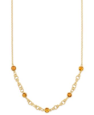 Amethyst (4 ct. t.w.) Station Diamond Cut Circle Necklace in 14k Gold Over Sterling Silver (Also Available in Citrine and Onyx)