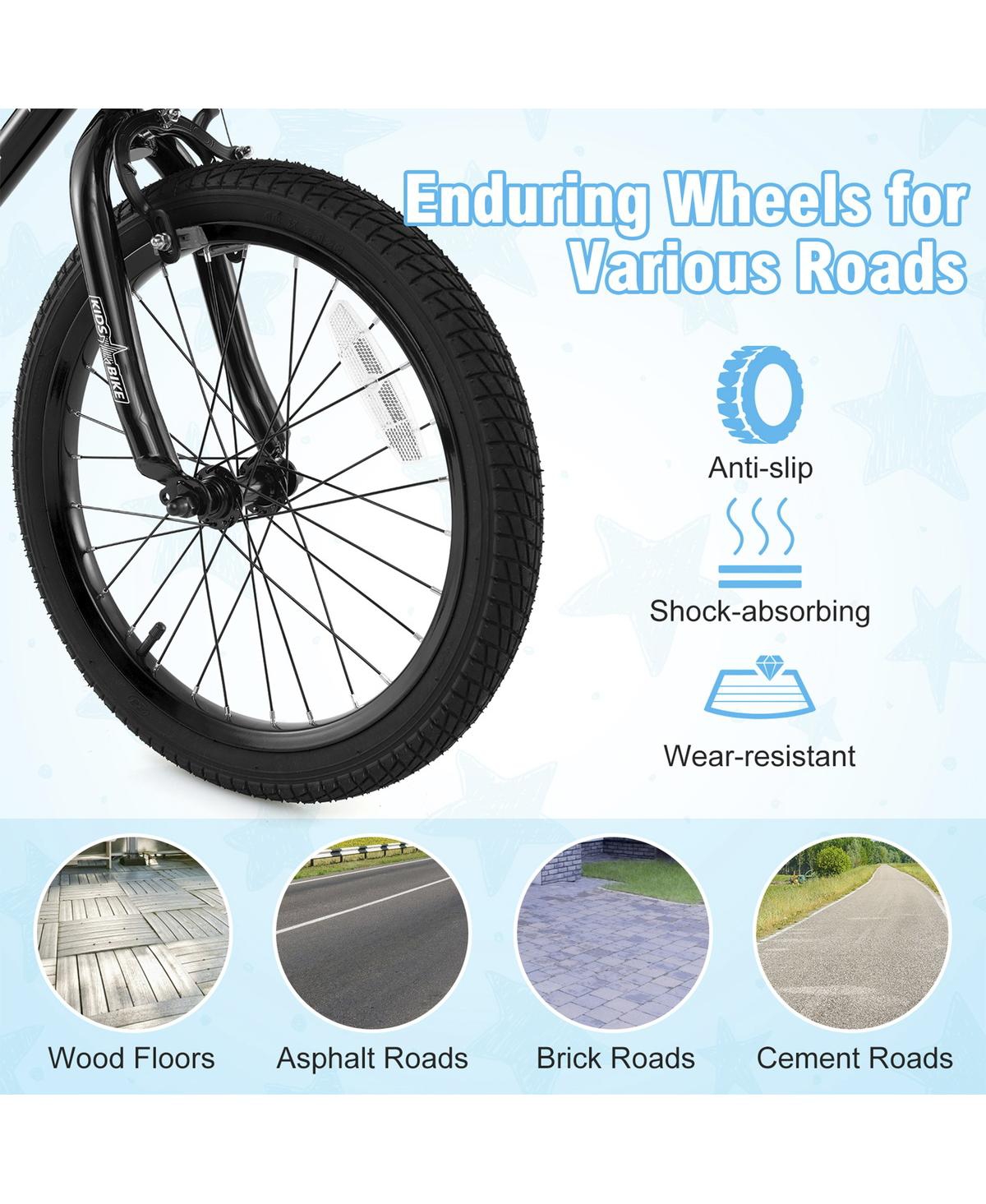 Sugift 18-Inch Kids Bike with Basket and Training Wheels for Ages 4-8