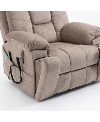 Electric Lift Recliner Chair with Heating and Massage, Power Lift Sofa Chair with 2 Cup Holders, Storage Pocket, 2 remote controls