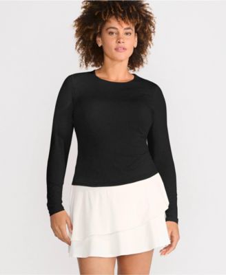 Women's Long Torso SunShade UPF 50 Long Sleeve Rash Guard Swim Tee