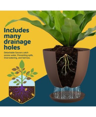 Set of 20 lightweight, durable brown planter pots with drainage holes. Space-saving, versatile, and ideal for indoor/outdoor use
