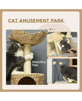 45" Cat Tree with Scratching Posts, Ramp, Condo, Toy Balls