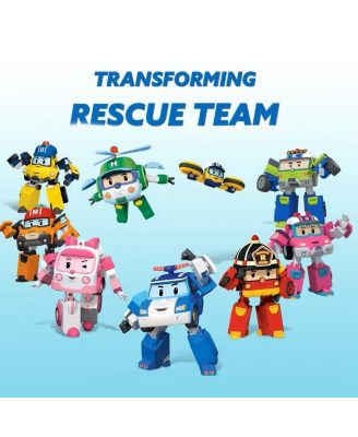 2PCS 4" Transforming Robots (POLI & ROY) - Emergency Rescue Vehicle Action Figures | Kids Educational Pretend Play Toy