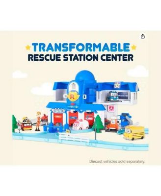 Exclusive Transforming Headquarters Playset – Emergency Rescue Center & Race Track for Die-Cast Cars (Die-Cast Cars not included)