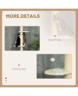 4-Tier Tall Cat Tower with Plush Platforms, Sisal Scratching Posts