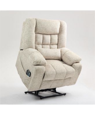 Chenille Power Lift Recliner Chair with Heat and Massage, 4 OKIN Motors, Lift Chair with Adjustable Headrest and Lumbar