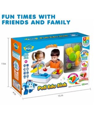 Edu Sink - Play Sink Set with Running Water, 10 Color-Changing Foods, Pretend Kitchen Accessories, Automatic Circulation Toy