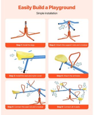 4-Seat Sit and Spin Teeter Totter Kids Seesaw with 110 lb Capacity per Seat