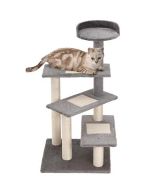 AOSTIRMOTOR 4-Step Multi-Level Carpeted Cat Tree with Scratching Post ...