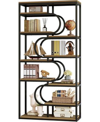 5-Tier Industrial Bookshelf, 71-inch Tall Etagere Bookcase with Heavy-Duty Metal Frame