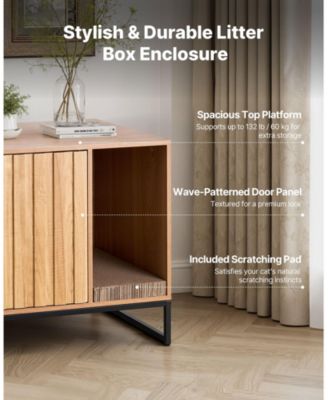 31.5" Wooden Litter Box Enclosure with Scratch Pad & Storage