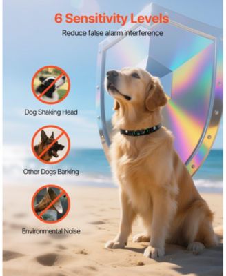 Waterproof Rechargeable Smart Bark Collar with 6 Sensitivity Levels, Black