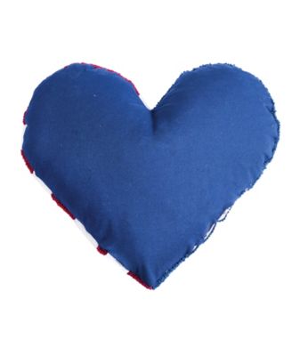 Flag Stars and Stripes Patriotic 4th of July Heart Hooked Shaped Throw Pillow, 18" x 21