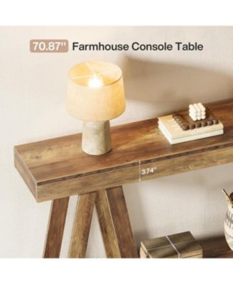 70.87" Farmhouse Console Table, 2-Tier Entryway Accent Table Behind Sofa for Living Room, Entrance, Foyer