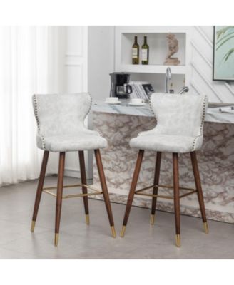 Elegant Mid-Century Barstools with Button Tufted Backs