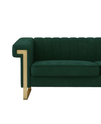 Modern Plush Sofa with Gold Accents Soft, Comfortable, and Stylish