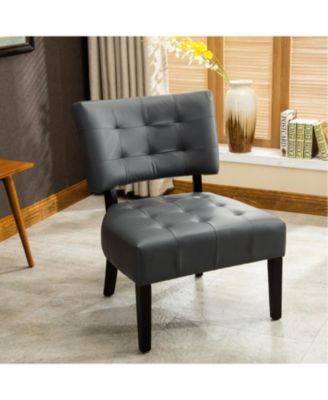 Blended Leather Tufted Accent Chair with Oversized Seating