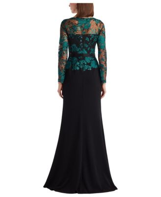 Women's Beacon Belted Embroidered Illusion Gown