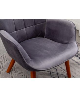 Contemporary Silky Velvet Tufted Accent Chair with Ottoman