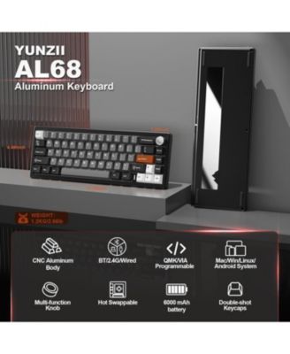 AL68 Wireless Mechanical Keyboard,Full Aluminum CNC,60% Layout with Knob, QMK/VIA Software,Gasket Mounted,Hot Swappable,RGB,BT/2.4G/USB-C