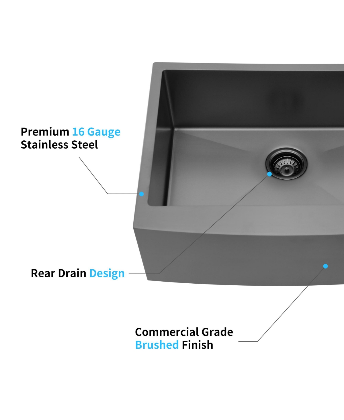 flynama 33x21x10inch Farmhouse Apron Single Bowl Kitchen Sink Stainless Steel