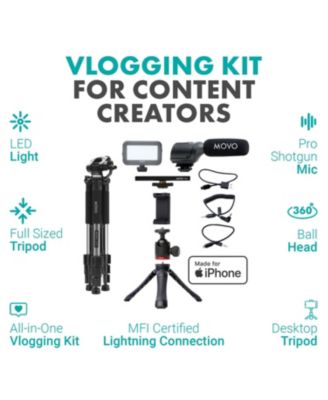 iVlogger Vlogging Kit for iPhone with Fullsize Tripod