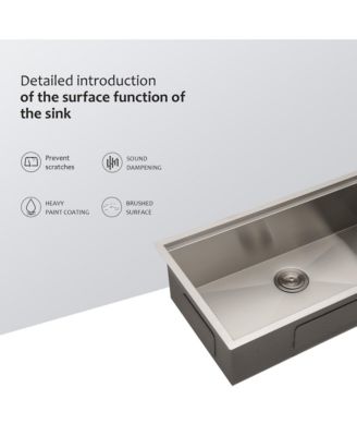 30x19x9inch 16 Gauge 304 Stainless Steel Undermount Single Bowl Ledge Workstation Kitchen Sink with Full Accessories