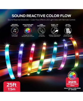 25-Ft IR Remote Controlled RGB-IC LED Indoor Light Strip with Dynamic Color Flow and Sound Reactive Effects