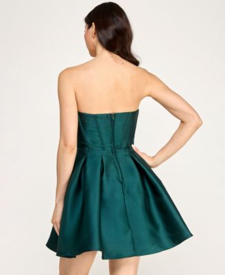 Juniors' Corset Strapless V-Neck Dress