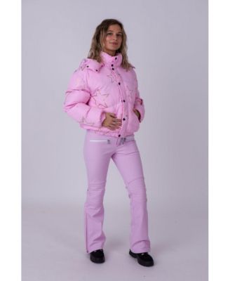 Women's Pink with Stars Chic Puffer Jacket