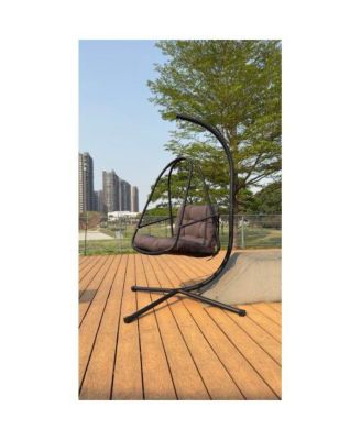 RESEDA Swivel Patio Egg Chair Basket Shape Outdoor Rattan Swivel Chair with Water Resistant Cushions
