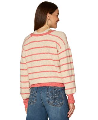 Women's Novelty Stitch Striped Sweater