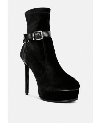 ZEPPELIN Womens High Platform Velvet Ankle Boots