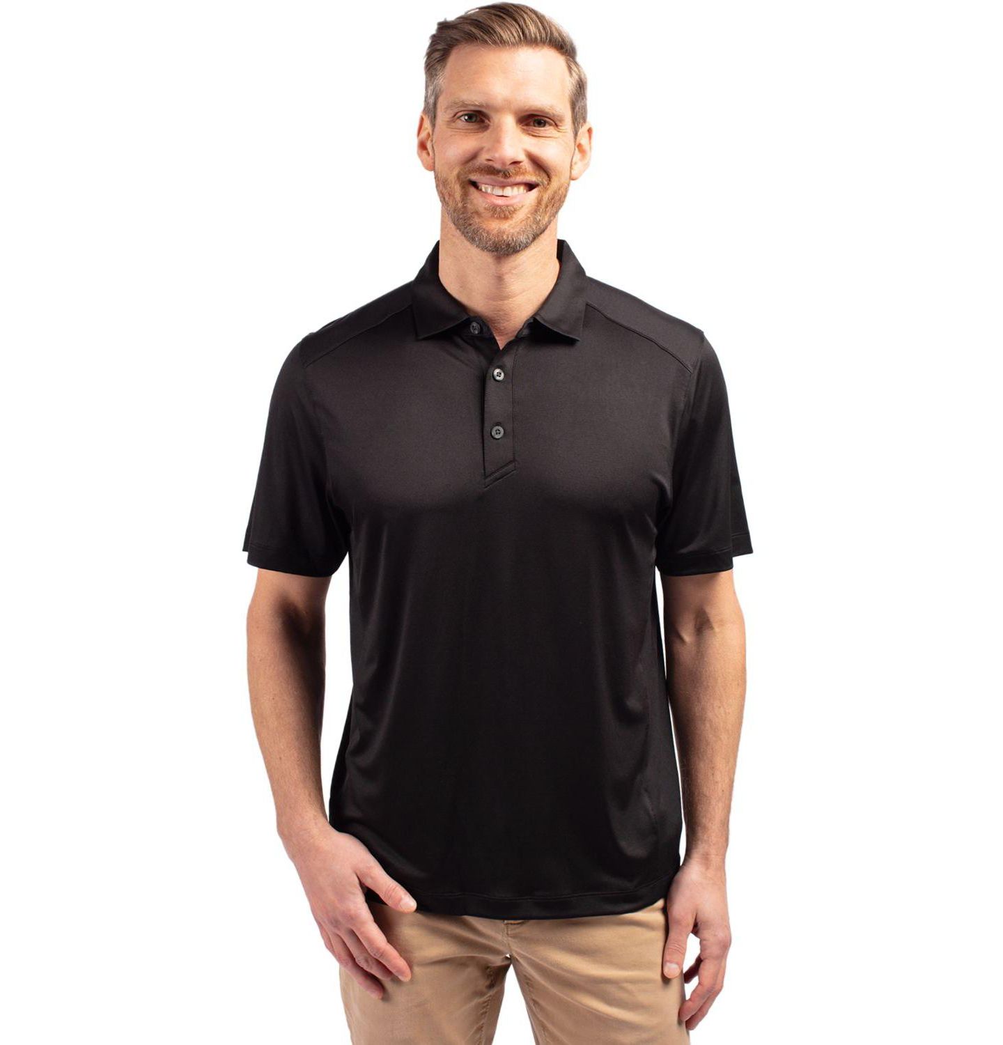 Мужское поло Cutter & Buck Forge Eco Stretch Recycled Polo Shirt, цвет: Чёрный — фото 1