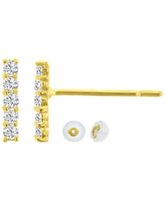 14k Yellow Gold Linear Stud Earrings