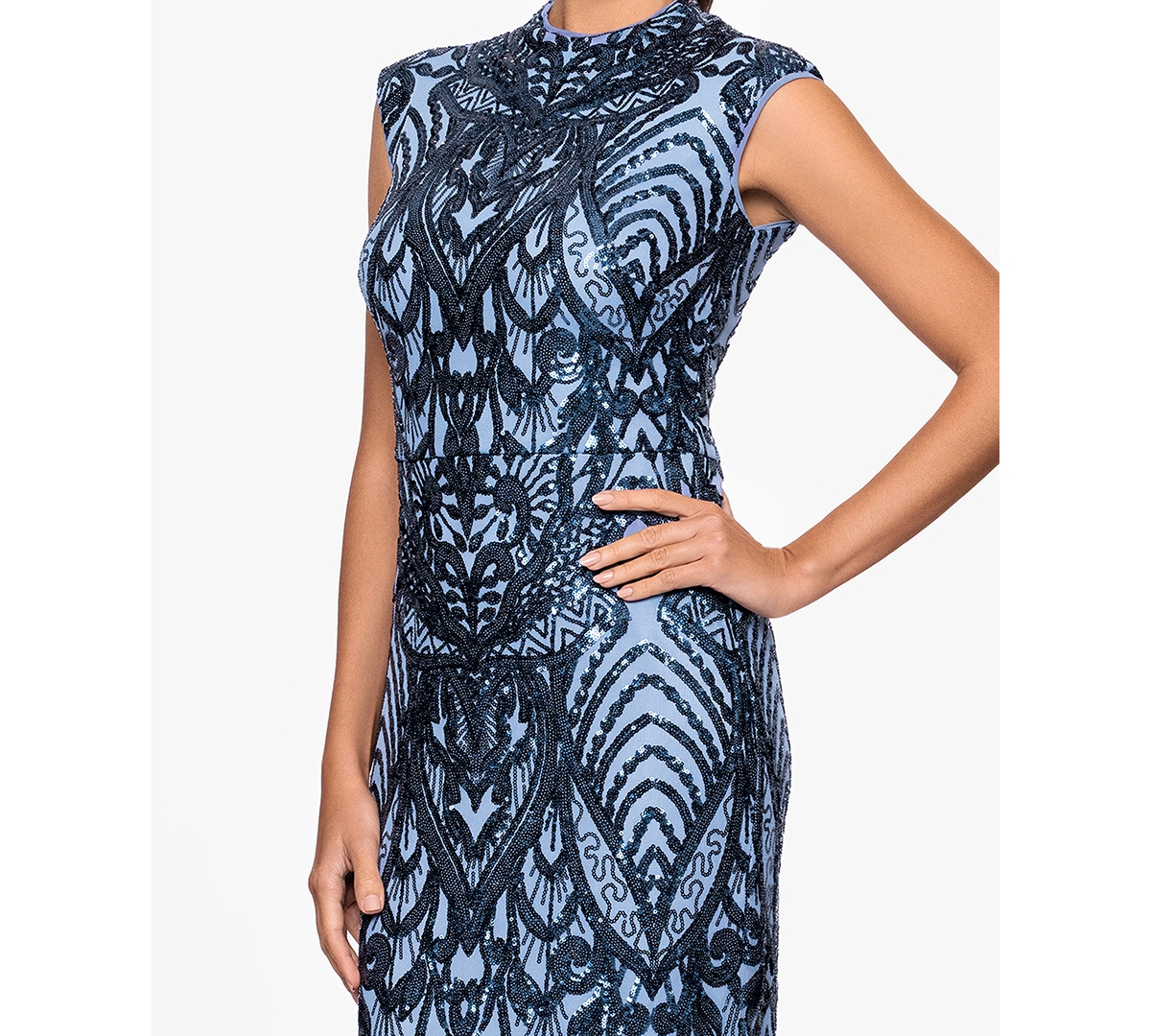 B&A By Betsy and Adam Women's Mock Neck Gown