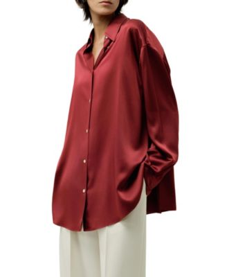 Women's Scarlet Oversize Silk Shirt