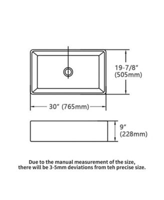 30x20x9-Inch Porcelain Ceramic Farmhouse Apron Front Single Bowl Kitchen Sink