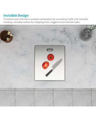 15x17x9inch Undermount Bar Sink with Folding Faucet Single Bowl 16 Gauge Stainless Steel